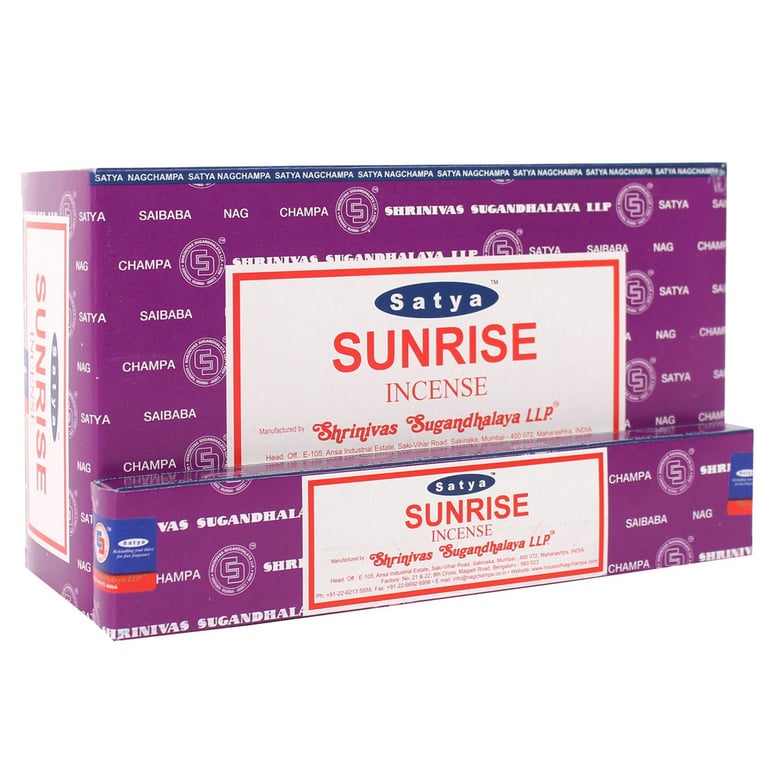 Satya Sunrise Handmade Indian Incense Sticks - 12 Packs Vegan Friendly