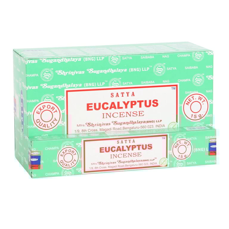 Satya 12 Packs Eucalyptus Handmade Vegan Incense Sticks