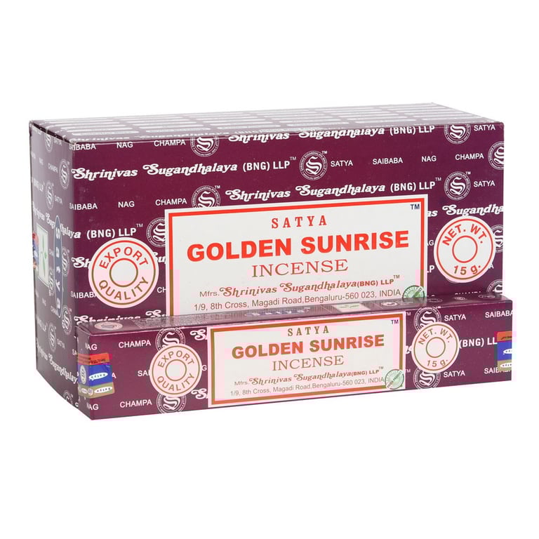 Satya Golden Sunrise Handmade Incense Sticks (12 Packs) - Vegan & Artisanal