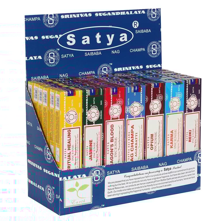 Satya Incense Sticks Starter Pack - 6 Fragrances & Display Case