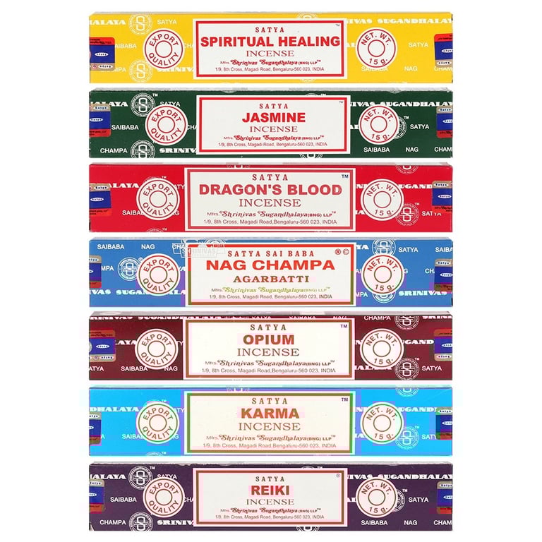 Satya Incense Sticks Starter Pack - 6 Fragrances & Display Case