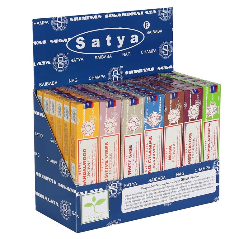 Satya Incense Sticks Starter Pack - 8 Fragrances, Handrolled in India for Home Aromatherapy