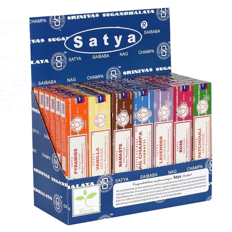 Satya Incense Sticks Starter Pack - 6 Fragrances in Handrolled Display Packs