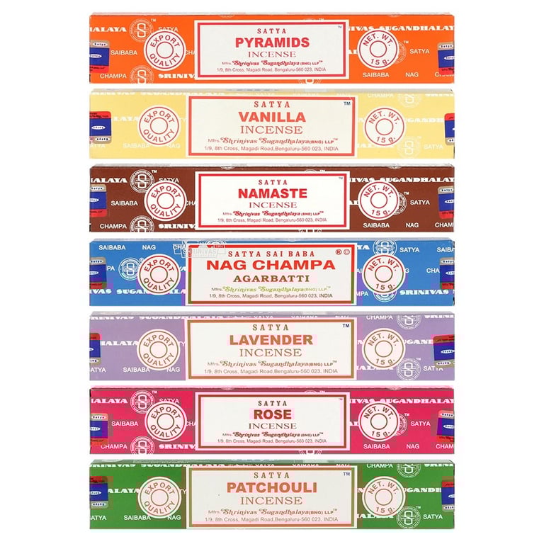 Satya Incense Sticks Starter Pack - 6 Fragrances in Handrolled Display Packs