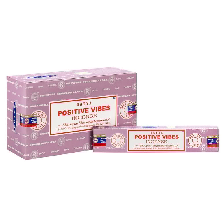 Satya Positive Vibes Handmade Incense Sticks 12 Pack - Vegan Friendly & Promotes Mental Clarity