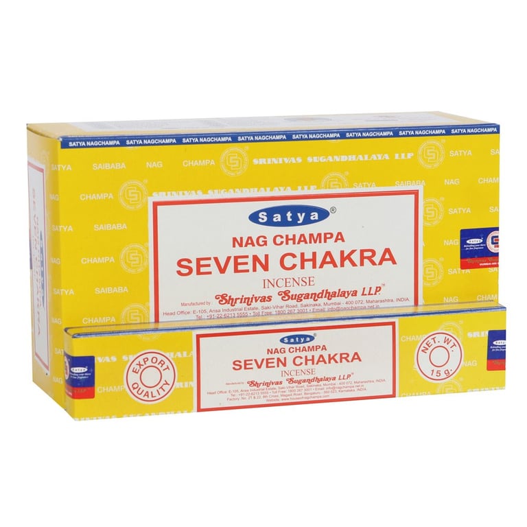 Satya Seven Chakra Incense Sticks - Handmade Meditation and Yoga Aids