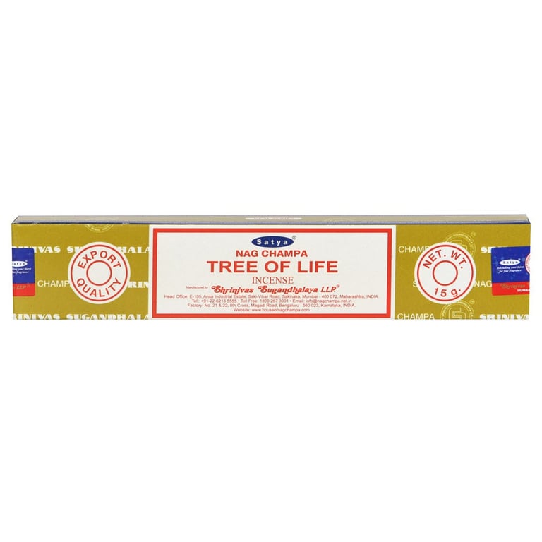 Satya Tree of Life Incense Sticks - Handmade Indian, Vegan Friendly, Floral Woody Scent