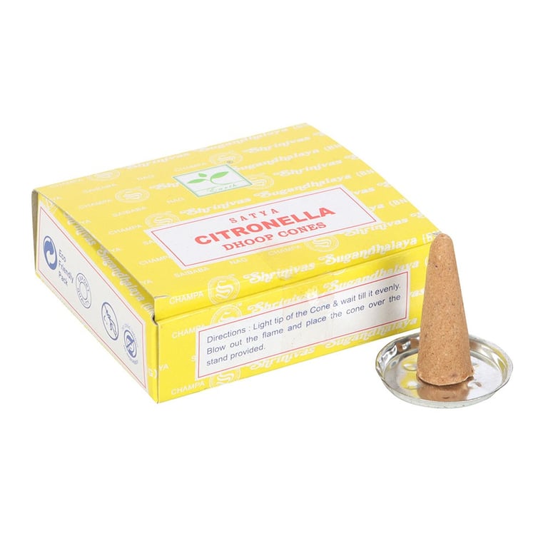 Satya Citronella Dhoop Incense Cones - Mosquito Repelling & Home Aromatherapy