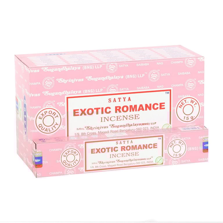 Satya Exotic Romance Incense Sticks - 12 Packs of Vegan & Cruelty-Free Home Fragrance