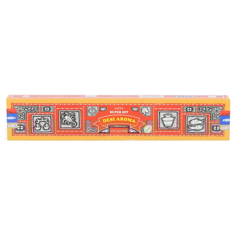 Satya Superhit Desi Aroma Incense Sticks - 12 Packs, Vegan & Cruelty-Free Home Fragrance