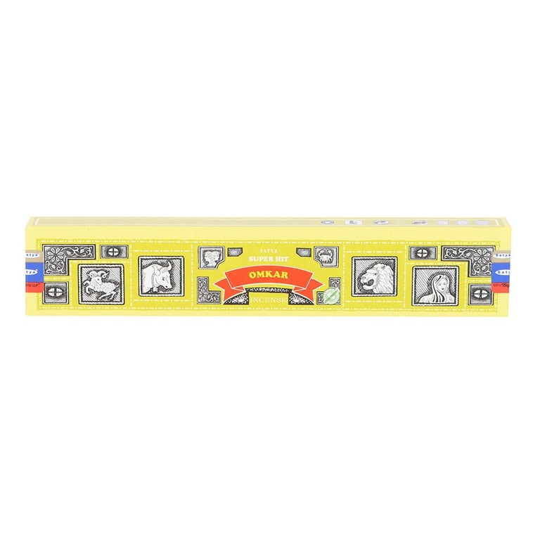 Satya Superhit Omkar 12 Packs Sandalwood Incense Sticks - Vegan & Cruelty-Free