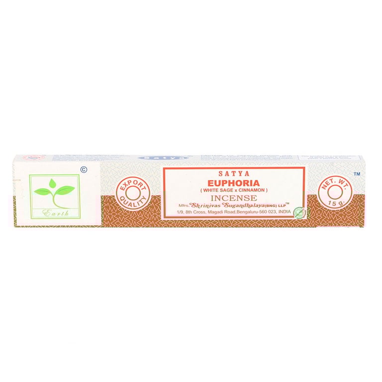 Satya Euphoria Earth Incense Sticks - 6 Packs of Uplifting Vegan Aroma