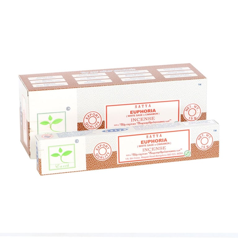 Satya Euphoria Earth Incense Sticks - 6 Packs of Uplifting Vegan Aroma