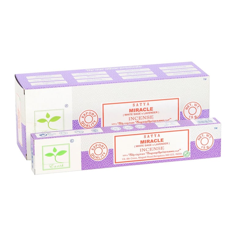 Satya Miracle Earth Incense Sticks - Vegan & Cruelty-Free, 6 Packs