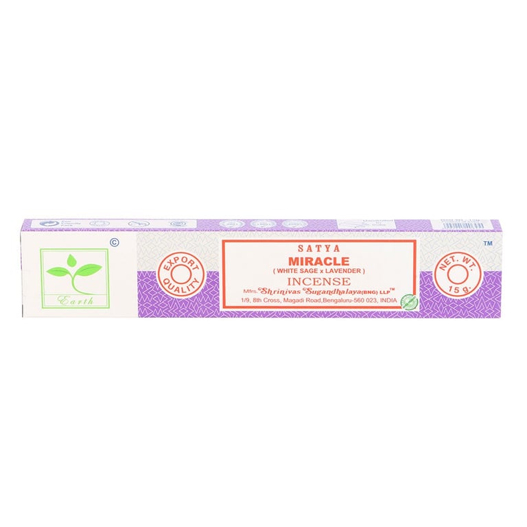 Satya Miracle Earth Incense Sticks - Vegan & Cruelty-Free, 6 Packs