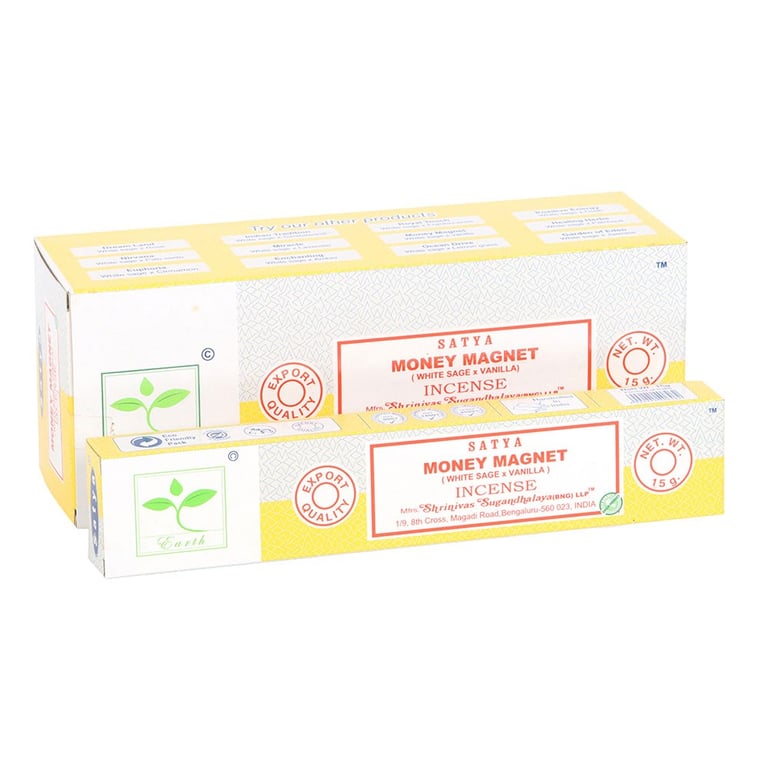 Satya Money Magnet Earth Incense - 6 Packs, Vegan & Cruelty-Free Abundance Aromatherapy for Wealth Attraction