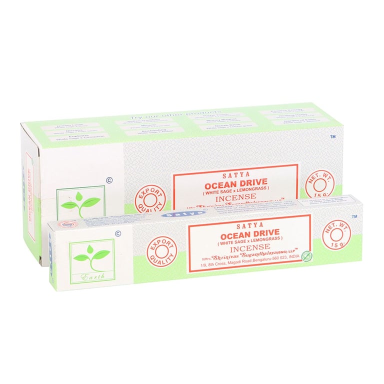 Satya Ocean Drive Earth Incense Sticks - 6 Packs, Vegan & Cruelty-Free