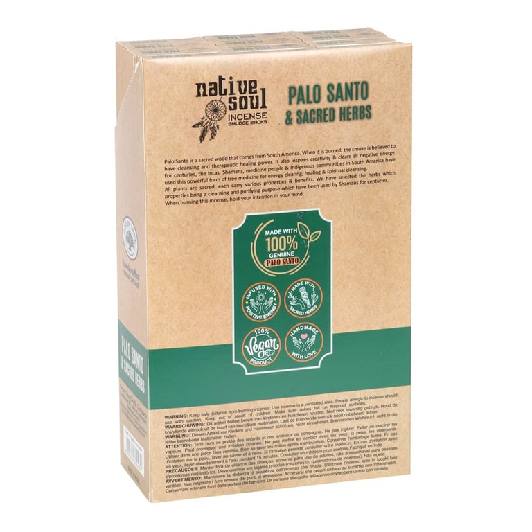 Palo Santo & Sacred Herbs Smudge Incense Sticks - Handcrafted Spiritual Cleansing Gift Set
