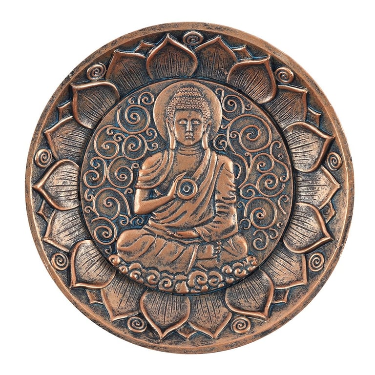 Antique Copper Buddha Incense Holder Plate - Single Stick Home Decoration