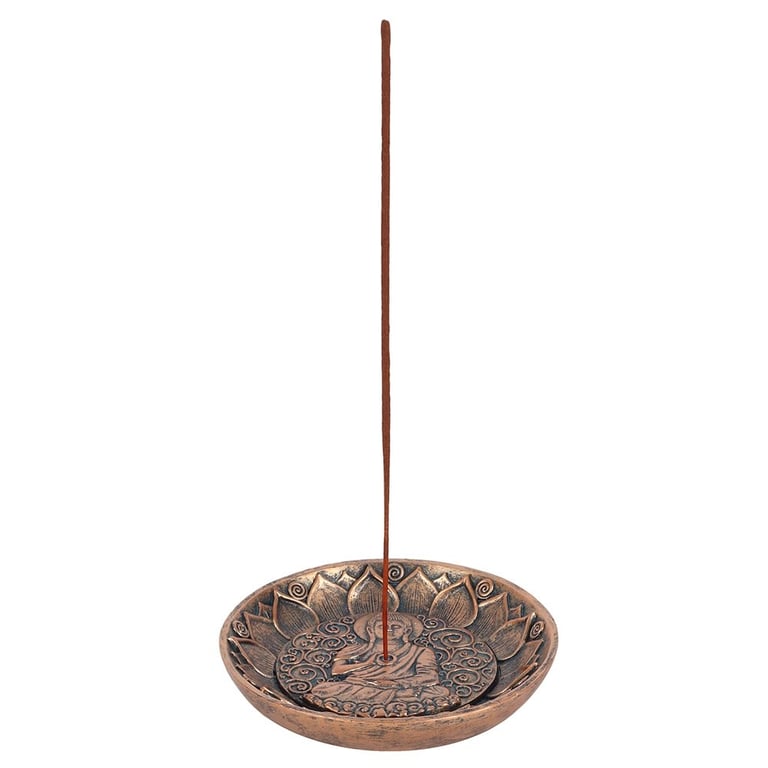 Antique Copper Buddha Incense Holder Plate - Single Stick Home Decoration