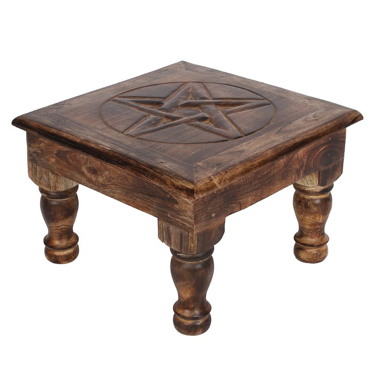 Mangowood Pentagram Altar Table - Beautiful Spiritual Home Decor