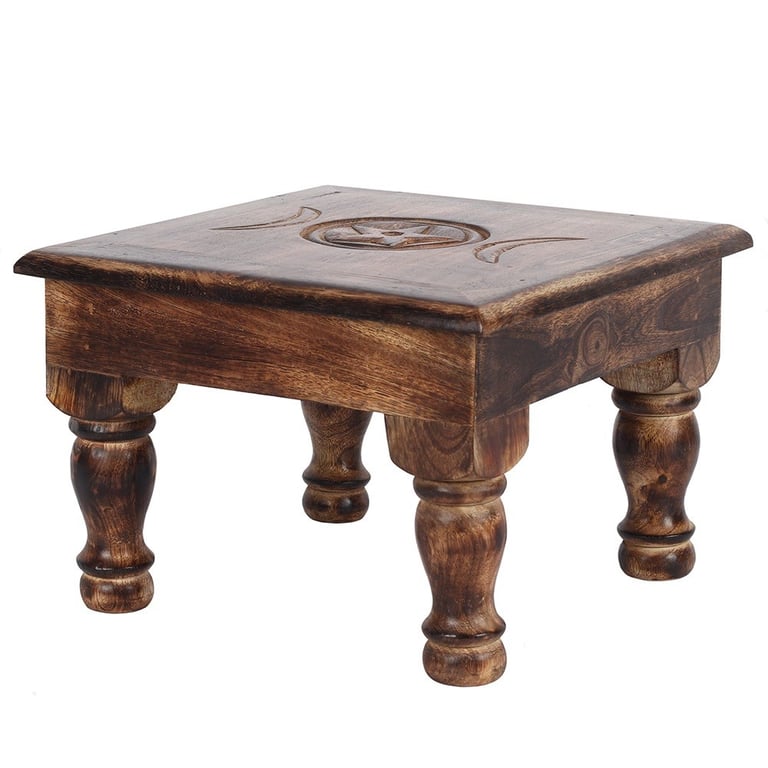 Mangowood Triple Moon Altar Table - Medium Size Home Decorative Altar Furniture