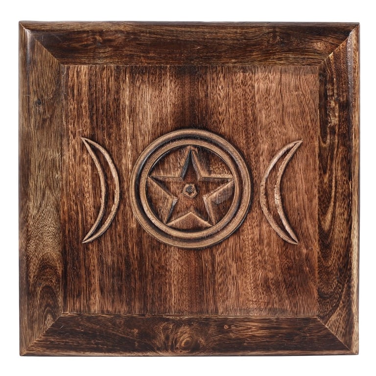Mangowood Triple Moon Altar Table - Medium Size Home Decorative Altar Furniture