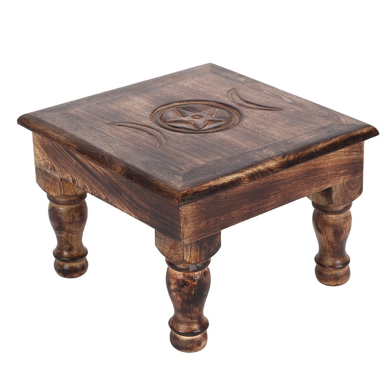 Mangowood Triple Moon Altar Table - Medium Size Home Decorative Altar Furniture