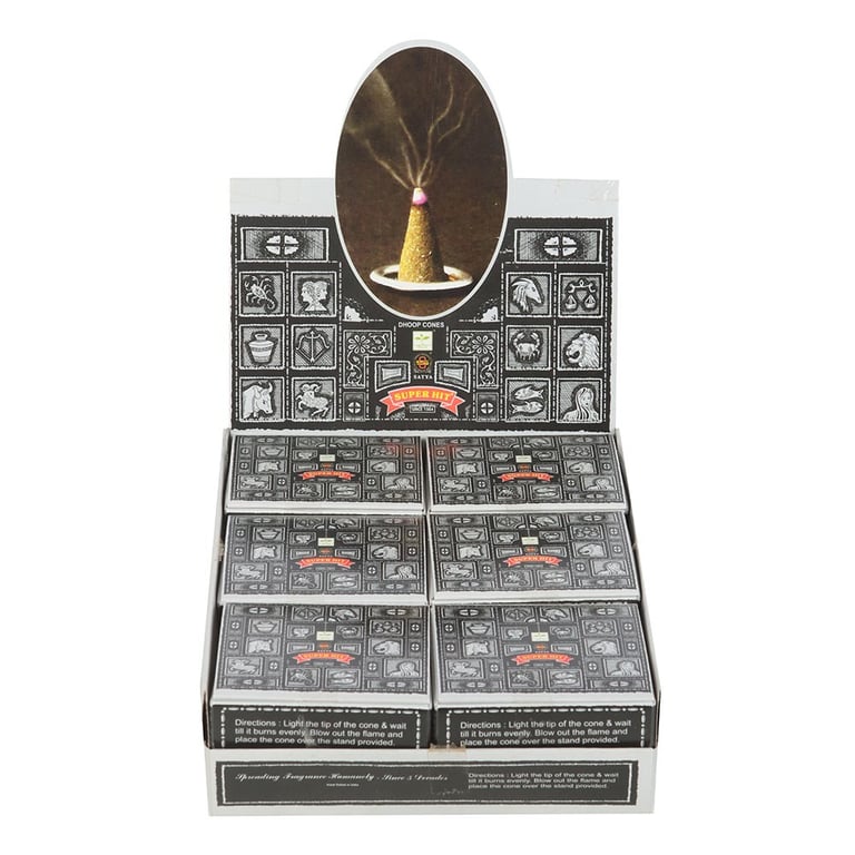 Satya Super Hit Dhoop Incense Cones - 12 Pack Vegan & Cruelty-Free