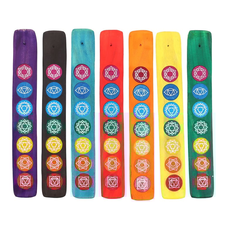 Wooden Chakra Incense Holders Set - Aligns Energy Centres for Balance and Serenity