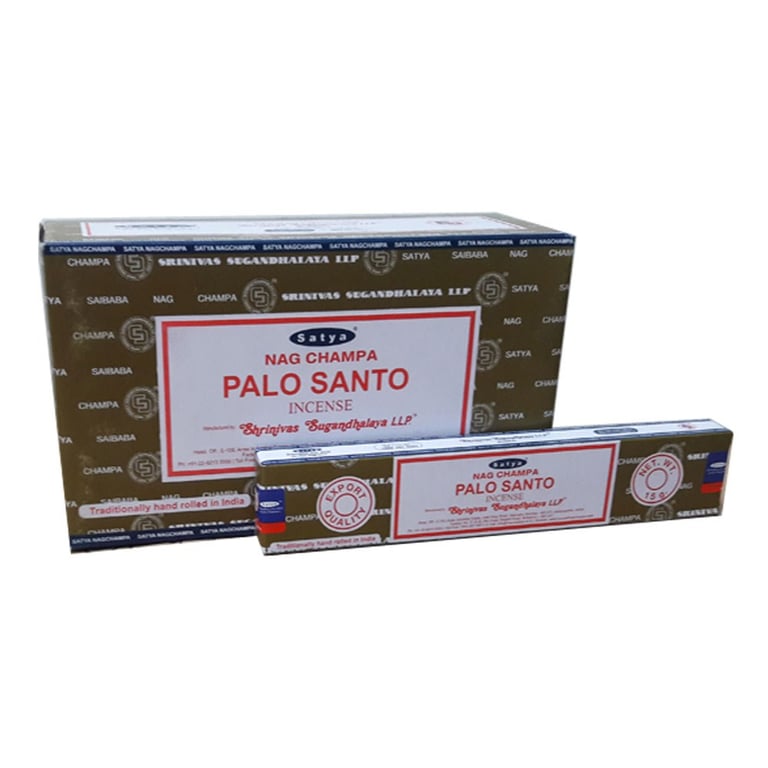 Satya Palo Santo Incense Sticks - Artisanal Vegan Cleansing Aromatherapy Set of 12 Packs