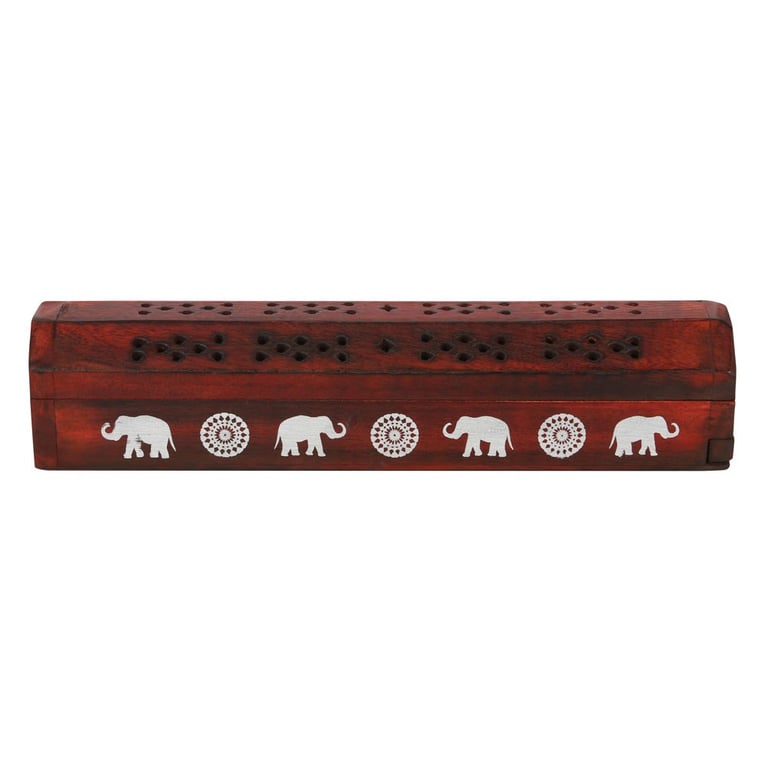 Rosewood Incense Box Set - 10 Sticks in Elephant Design Mango Wood Holder