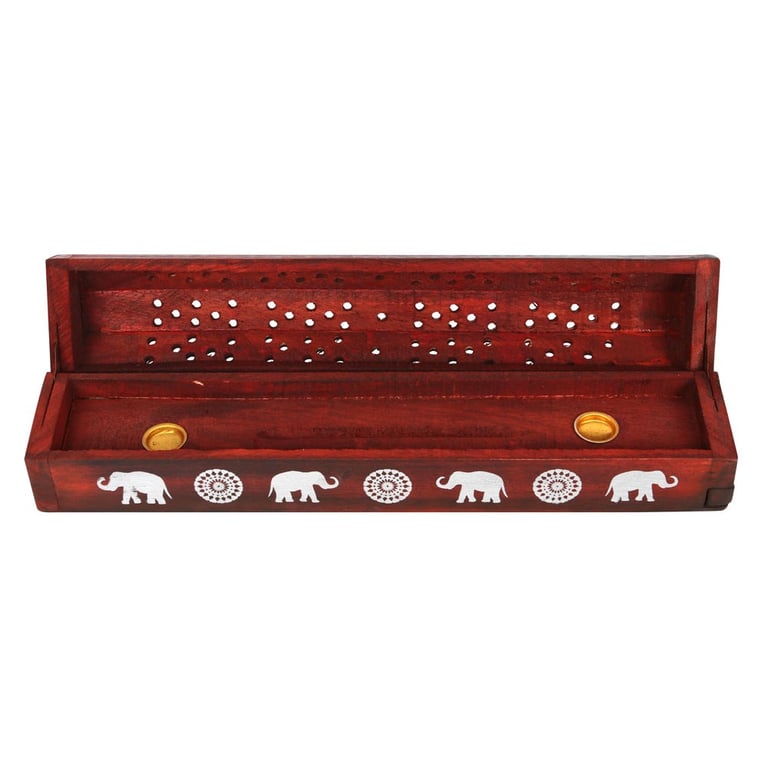 Rosewood Incense Box Set - 10 Sticks in Elephant Design Mango Wood Holder