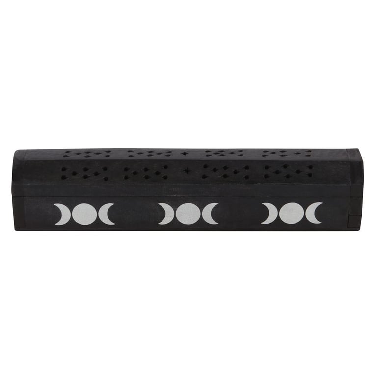 Triple Moon Sage Incense Box Set - 10 Sticks in Mango Wood Holder & Storage