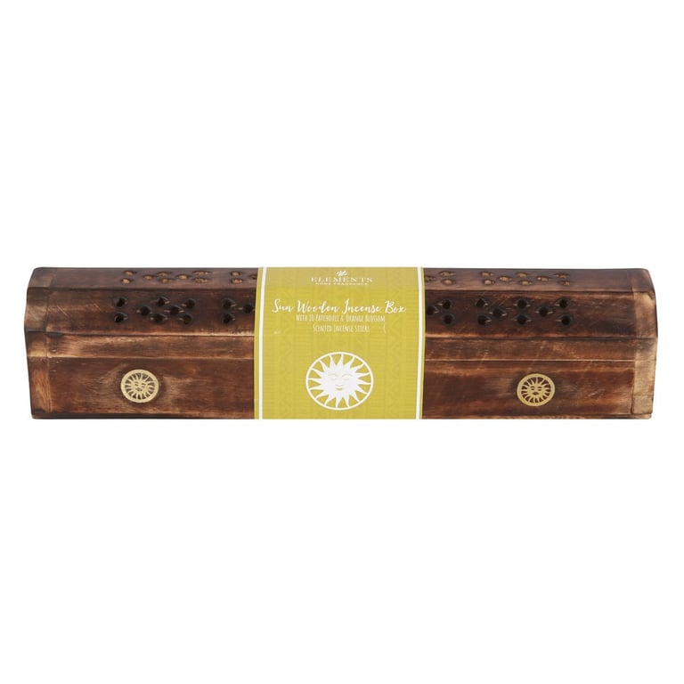 Sun Wooden Patchouli & Orange Incense Box Set - 10 Sticks in Mango Wood Holder