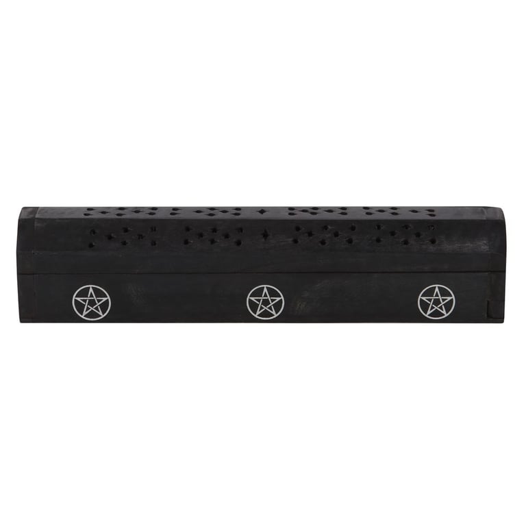 Pentagram Wooden Black Pepper Incense Box Set - 10 Sticks & Storage