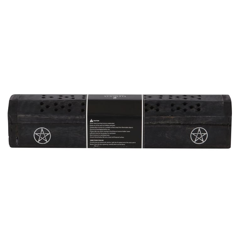 Pentagram Wooden Black Pepper Incense Box Set - 10 Sticks & Storage