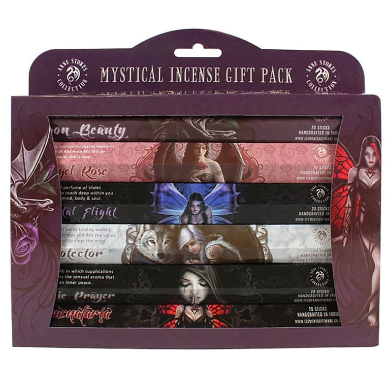 Anne Stokes Mystical Incense Stick Gift Pack - 6 Fragrances, Handmade Bamboo Sticks, Wood & Tree Bark Powder