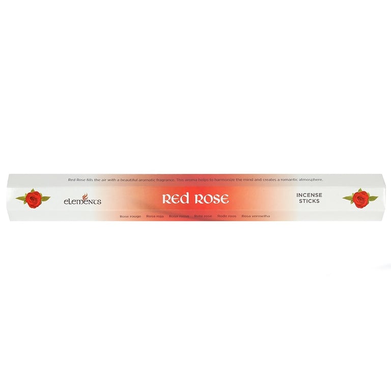 Elements Red Rose Incense Sticks 6 Pack Set - Fragrant Home Aromatherapy