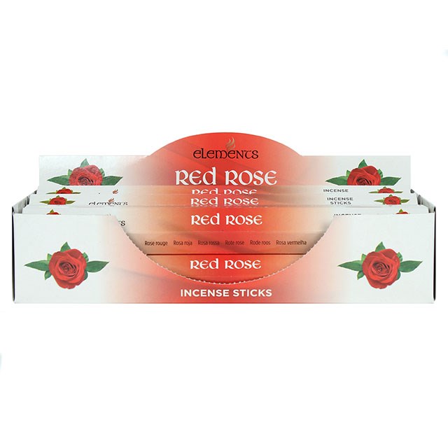 Elements Red Rose Incense Sticks 6 Pack Set - Fragrant Home Aromatherapy