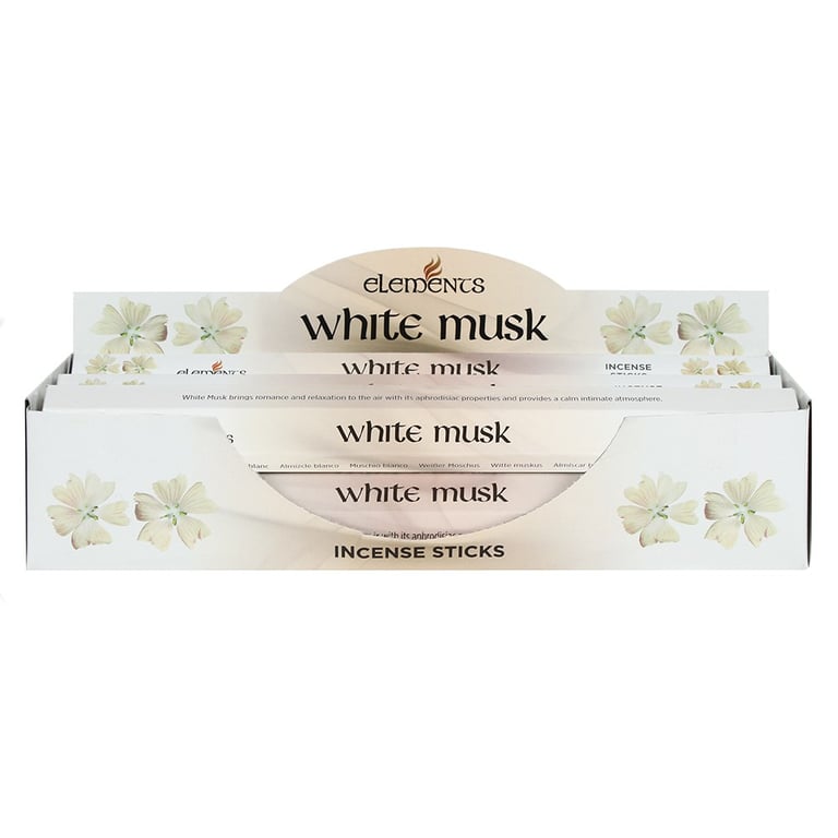 Elements 6 Packets of White Musk Incense Sticks - Home Fragrance Set (120 Pieces)