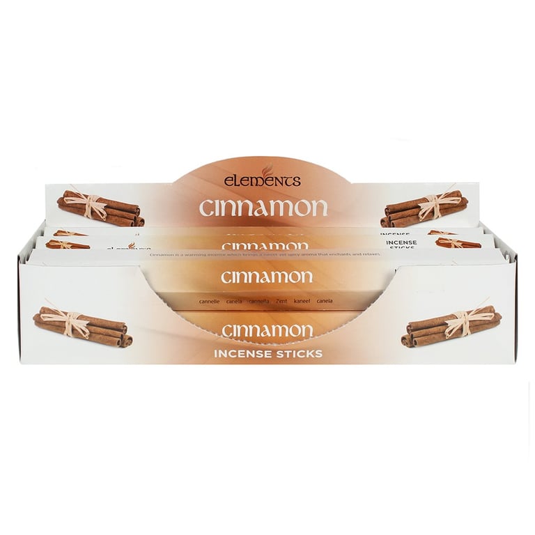 Elements 6-Pack Cinnamon Incense Sticks Set - 120 Count, Home Meditation Aromatherapy Kit