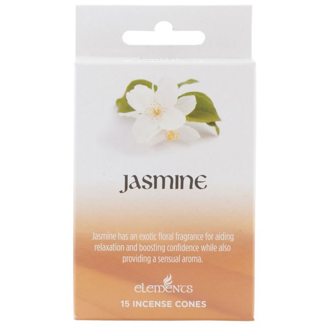 Elements 12 Pack Jasmine Incense Cones Set with Holder