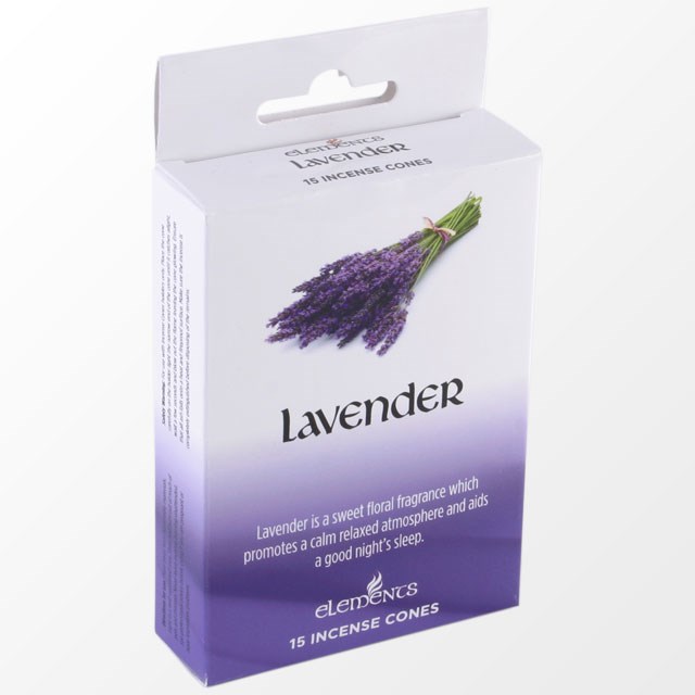 Elements Lavender Incense Cones - 12 Pack Set with Holder