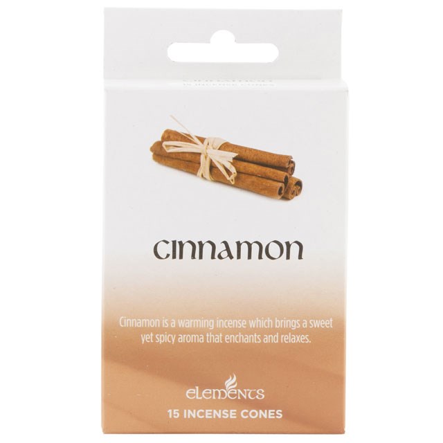 Elements Cinnamon Incense Cones - 12 Pack Set with Metal Holder