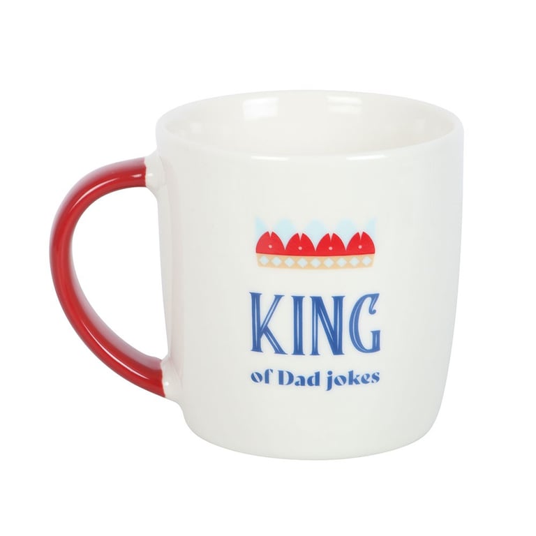 King of Dad Jokes 350ml White Mug - Hand Wash Gift for Pun Loving Dads