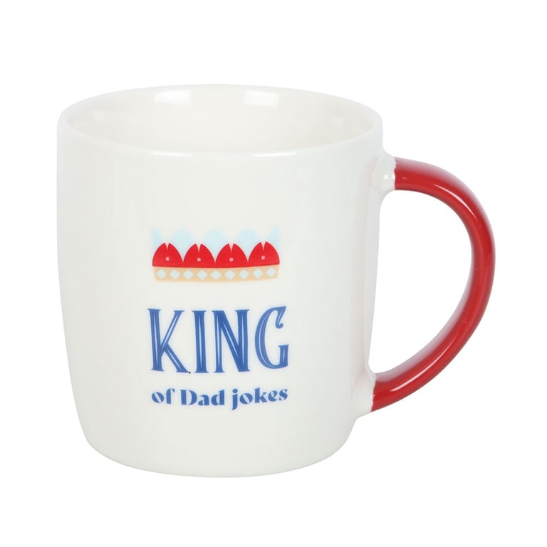 King of Dad Jokes 350ml White Mug - Hand Wash Gift for Pun Loving Dads