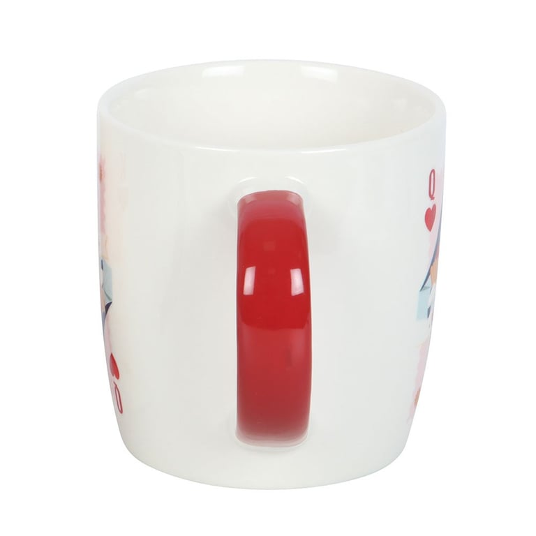 Her Ladyship Playing Card Mug - Elegant White Tea Cup with Regal Queen Design