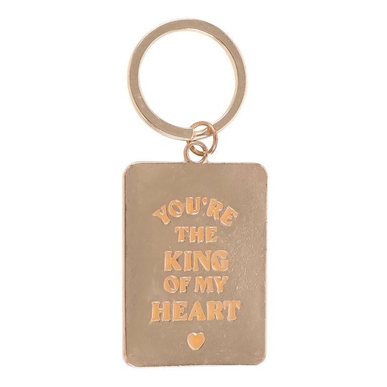 King of My Heart Enamel Playing Card Keyring - Personalized Gift Keychain