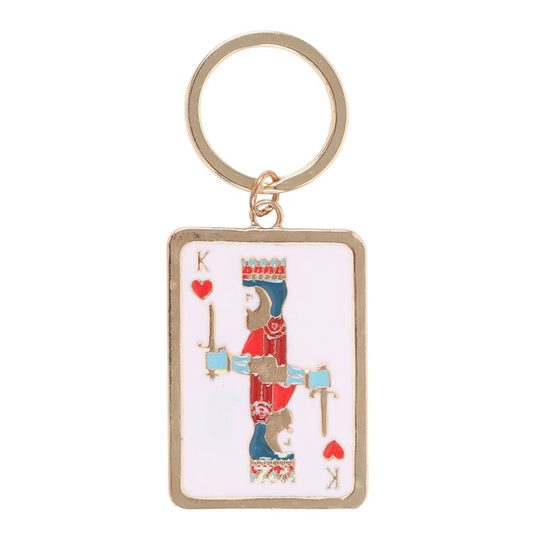 King of My Heart Enamel Playing Card Keyring - Personalized Gift Keychain